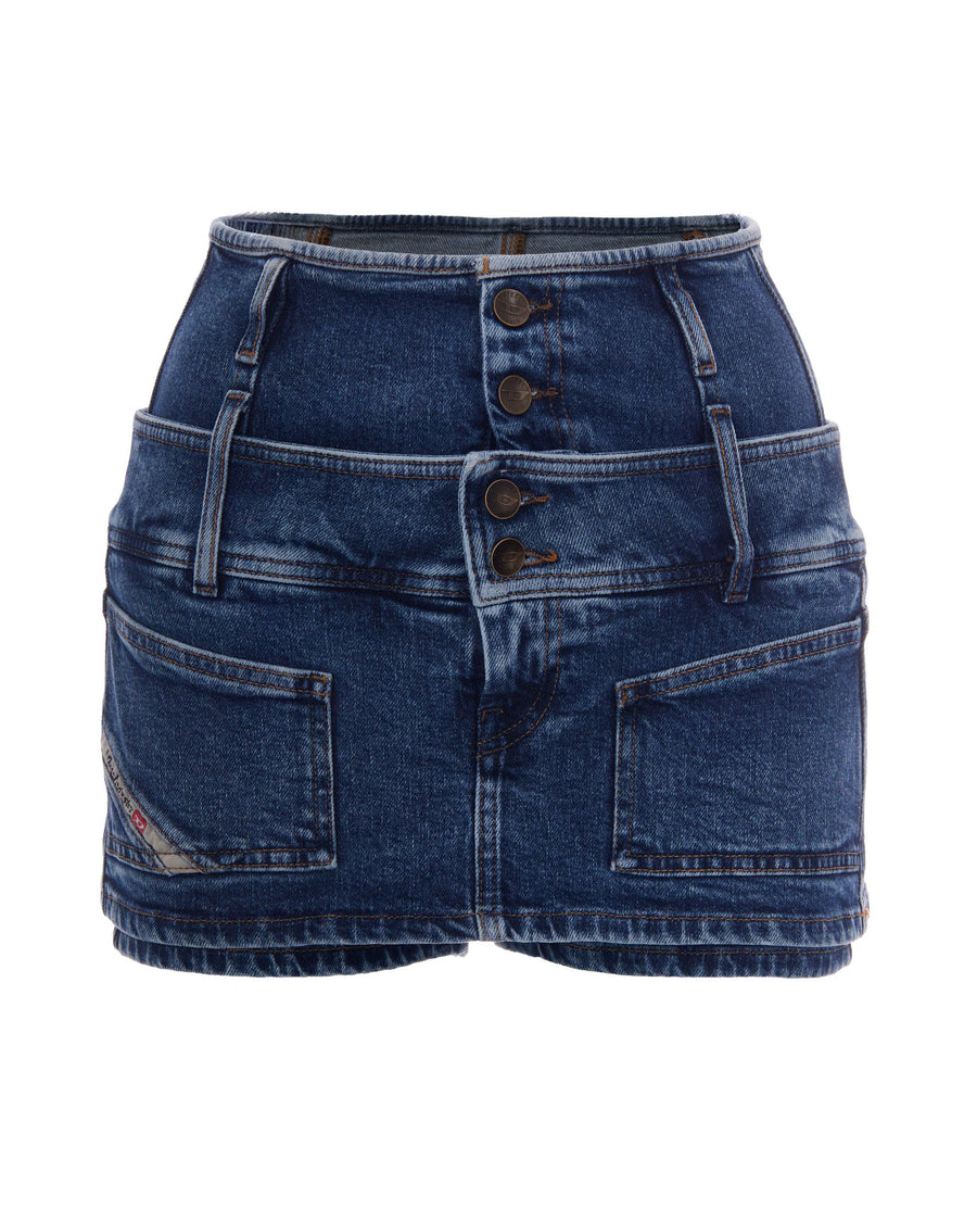 Skort Double Denim Cotton Hemp Elastane Skirt