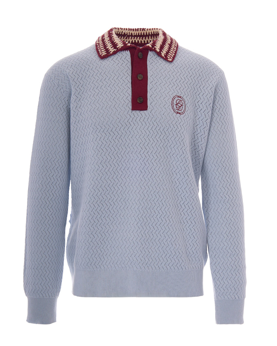 Polo Shirt Traforata D Mirror Light Blue Cotton