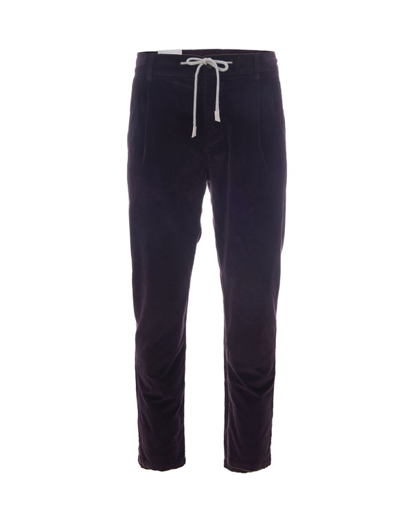 Corduroy Joggers Burgundy Cotton Modal Elastane Trousers
