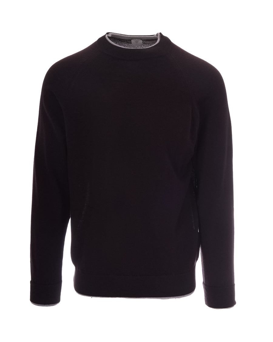 Crew-Neck Wool Jumper Burgundy-Light Grey Burgundy/light Jumpers
