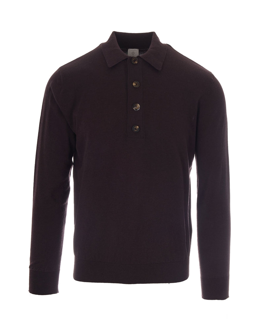 Polo Shirt Burgundy Cotton Cashmere