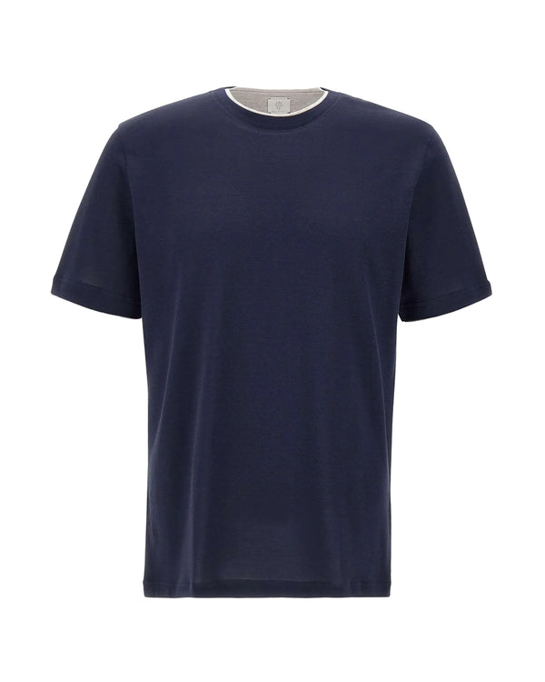 Crew-Neck T-Shirt Blue-Light Grey Blue/light Cotton T-shirts