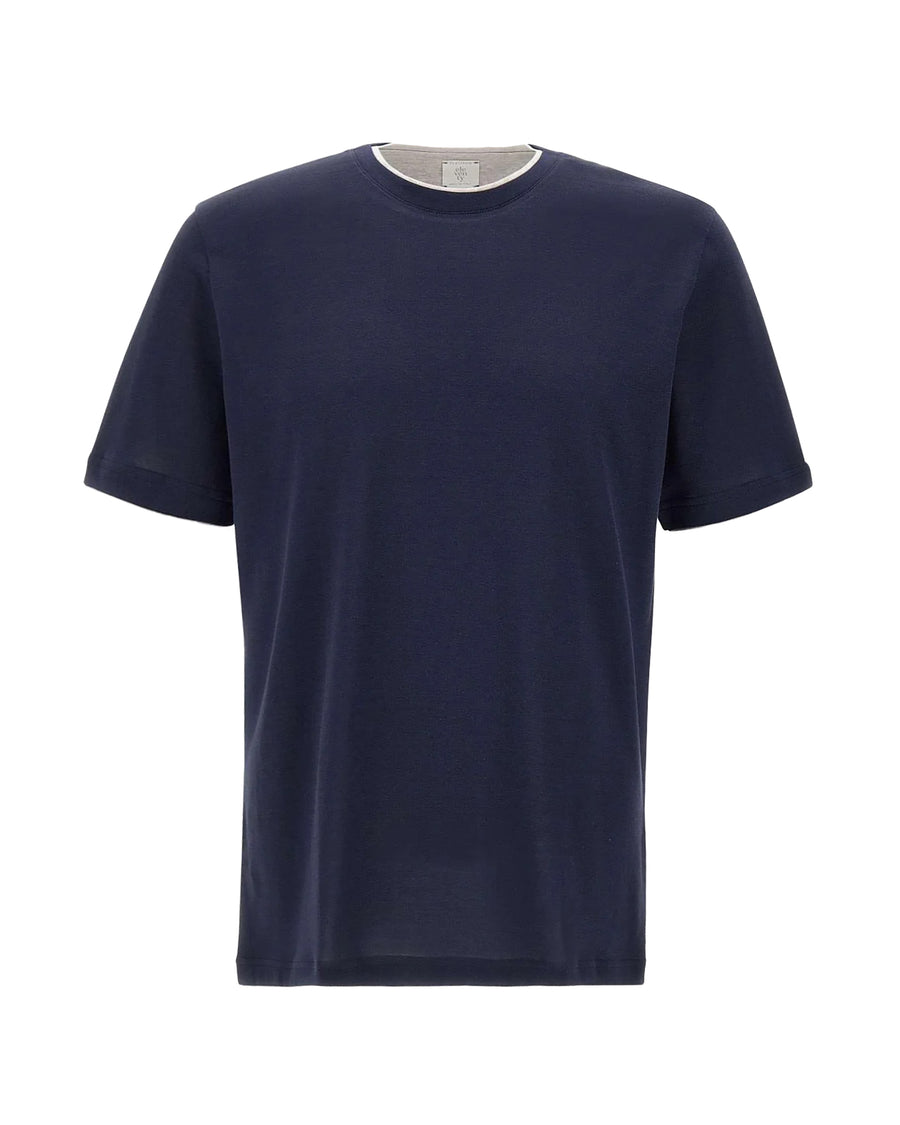 Crew-Neck T-Shirt Blue-Light Grey Blue/light Cotton T-shirts