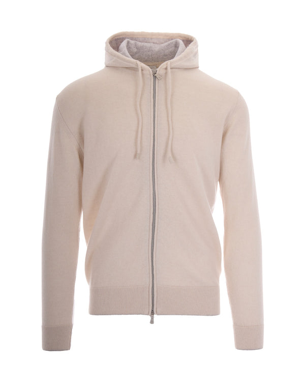 Hooded Cashmere Full-Zip Sweater Beige-Light Grey Beige/light Sweatshirts