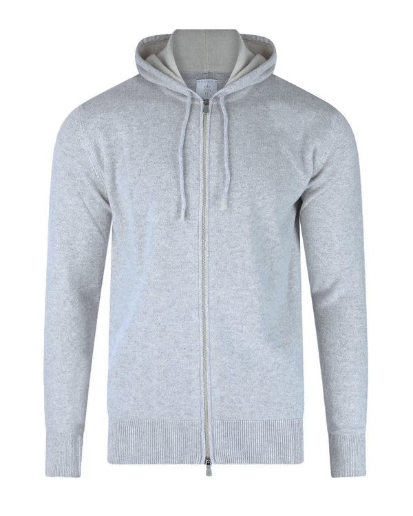 Hooded Sweater Full-Zip Cashmere Light Grey-Sand-White Grey/sand/white Sweatshirts