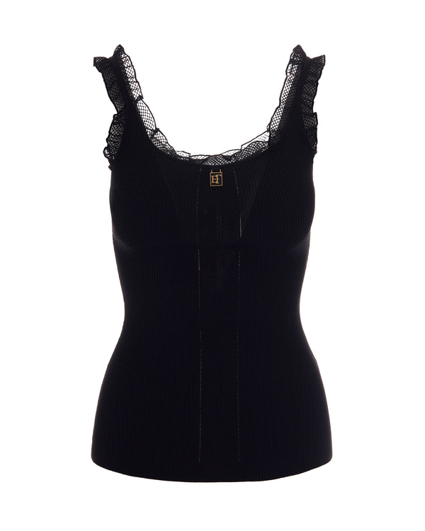 Knit Top Black Viscose Tops