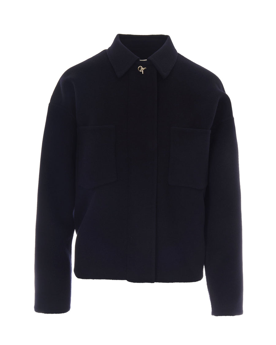 Overshirt Double-Faced Wool Night Blue Virgin Jacket