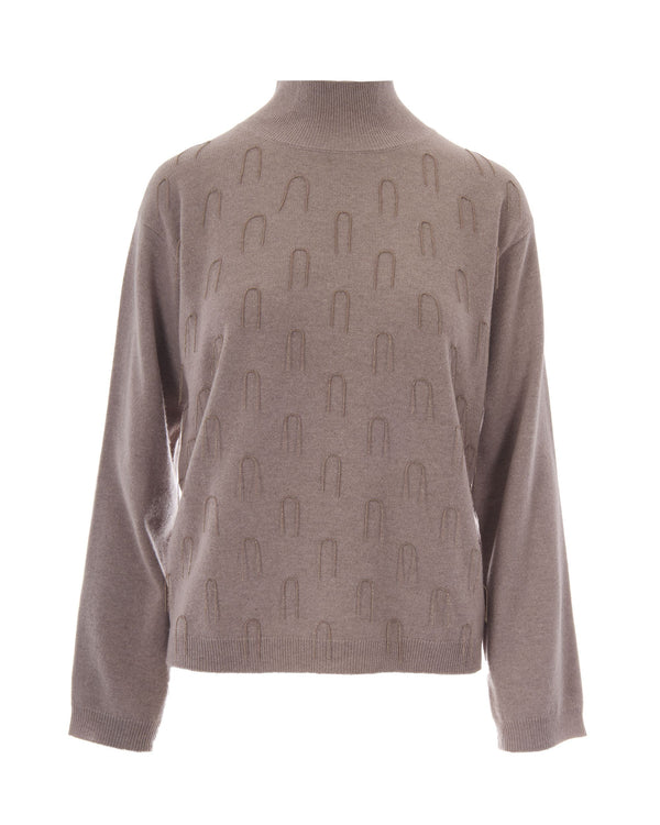 Turtleneck Jumper Platinum Mocha Meringue Virgin Wool Silk Cashmere Jumpers