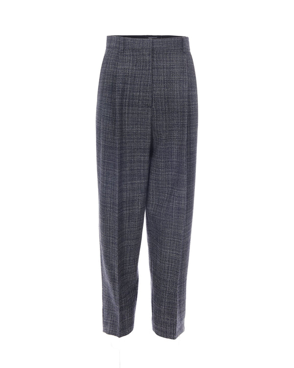 Trousers Carrot-Fit Mouliné Midnight Blue Virgin Wool