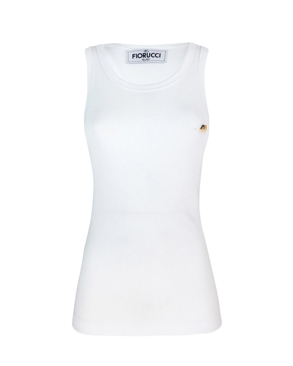 Ribbed Cotton Tank Top White Vests & Tops
