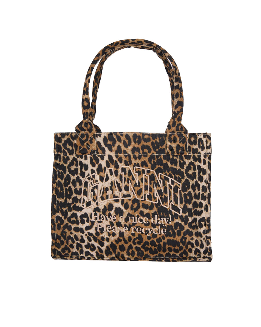 Tote Bag Leopard Print Brown Recycled Cotton