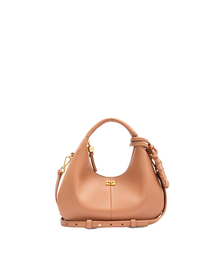 Mini Hobo Handbag Tawny Birch Polyurethane Handbags