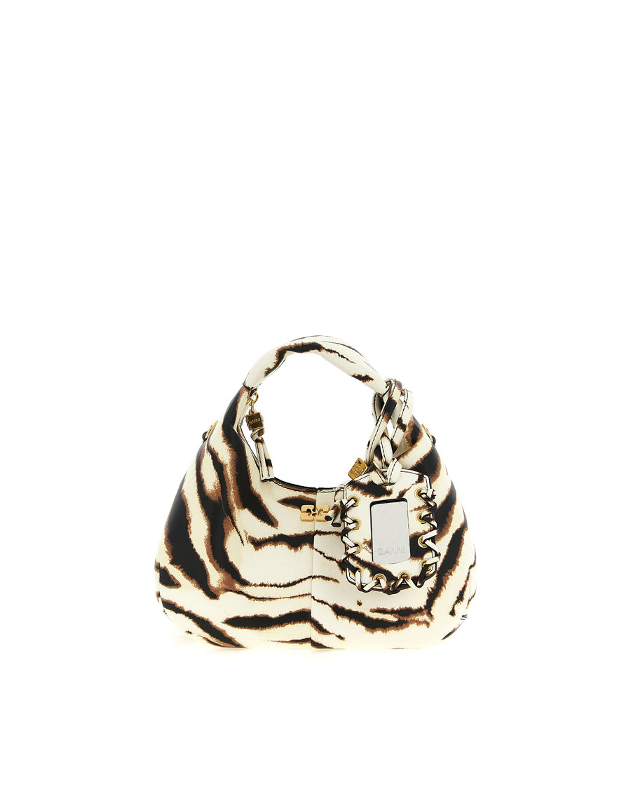 Mini Hobo Bag Zebra Egret Polyurethane Handbags