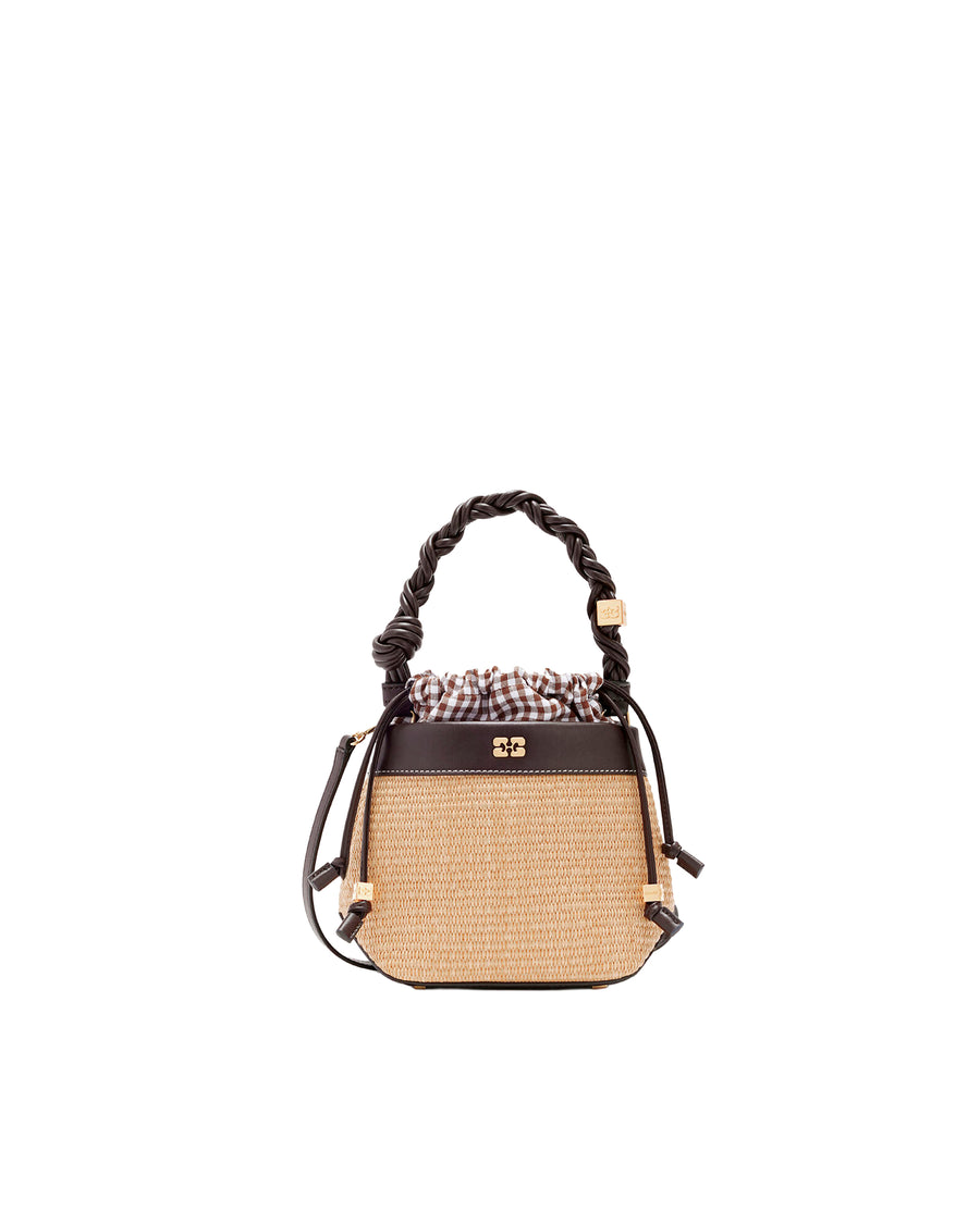Bucket Bag Bou Raphia Seal Brown Polyurethane Handbags