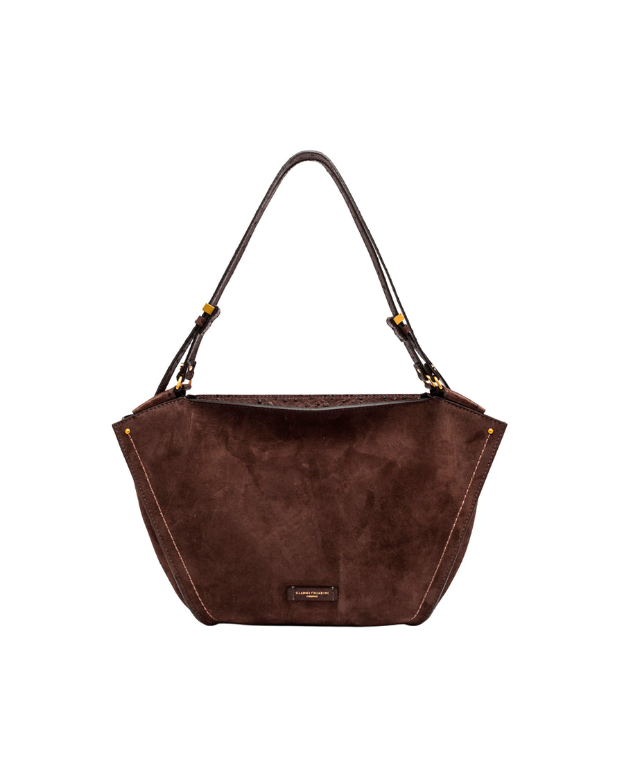 Handbag Bloom Suede Mocha Cow Leather Handbags