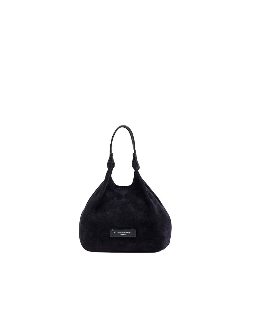 Handbag Dua Suede Midnight Blue Cow Leather Handbags