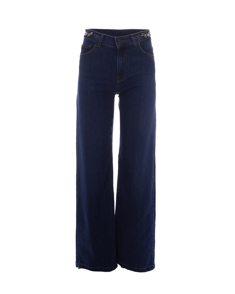Jeans Flare Dark Wash Denim Blue Sweet Cotton