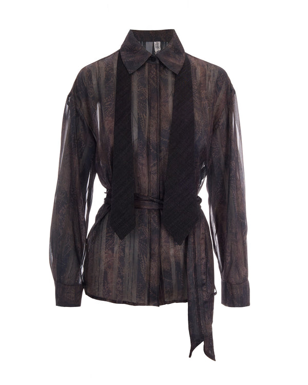 Shirt Digital Dark Brown Cashmere Polyester Metallised