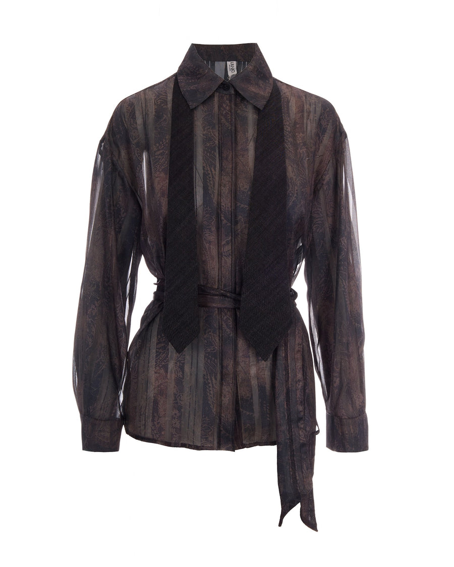 Shirt Digital Dark Brown Cashmere Polyester Metallised