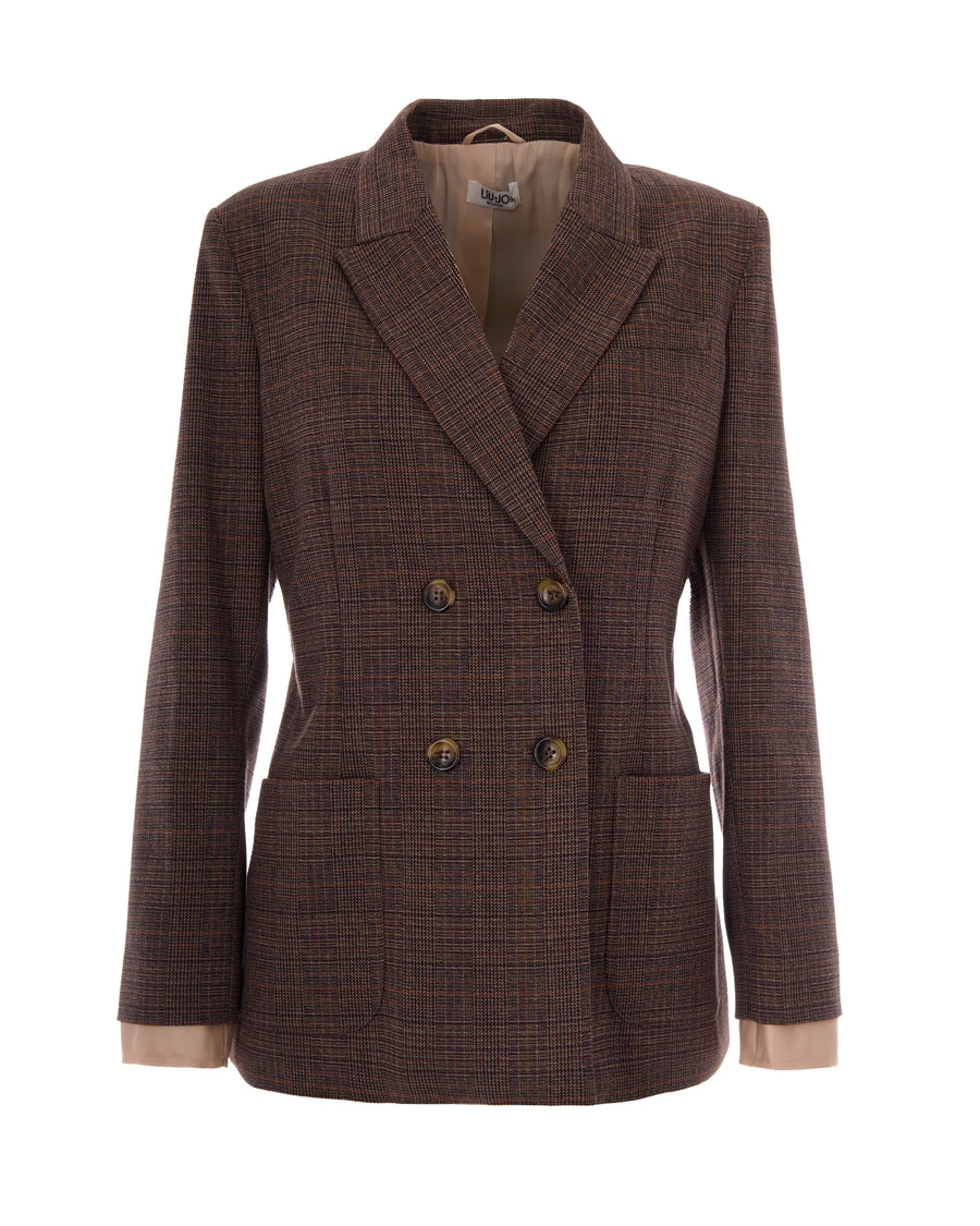 Double-Breasted Jacket Classic Tartan Multicolour Polyester