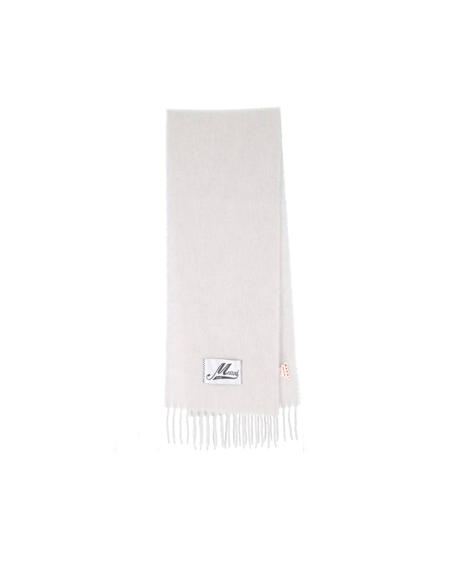 Fringed Scarf Sodium White Alpaca