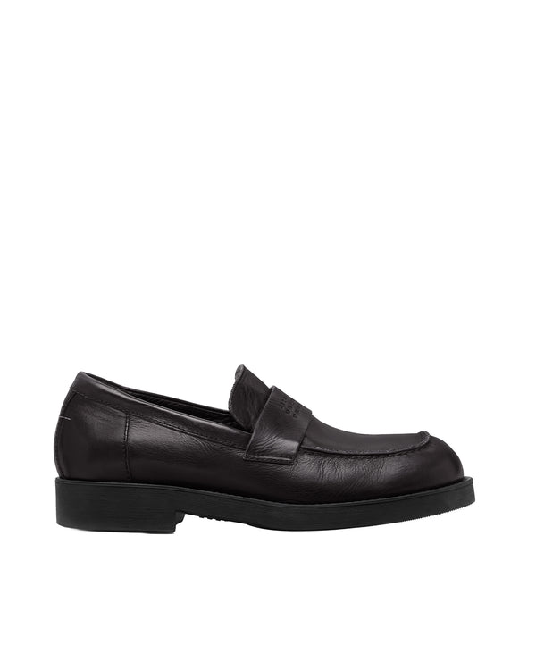 Mens Biker Moccasins Black Shoe
