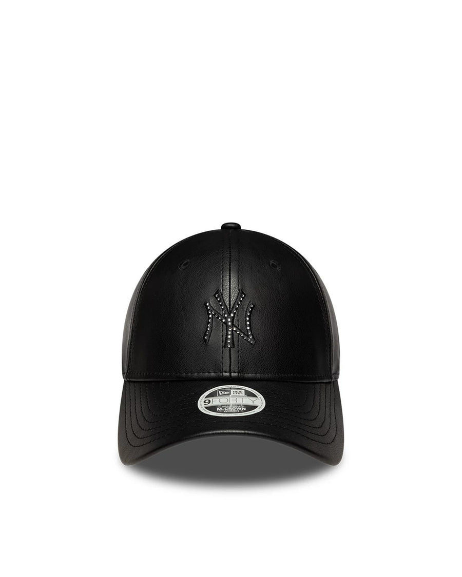 Snapback Cap 9forty Black Faux Leather Crown Hat