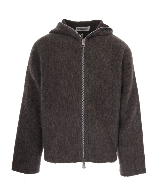 Hooded Full-Zip Sweatshirt Mole Grey Hairy Wool Sweatshirts