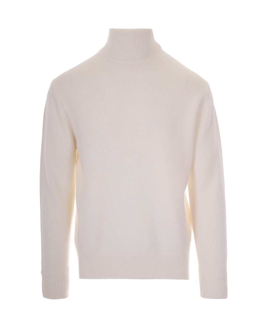 Roll-Neck Sweater Cream Virgin Wool Jumpers