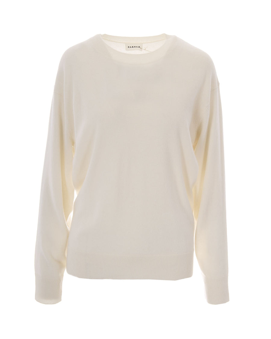 Crewneck Fringed Jumper Cream Cashmere Jumpers