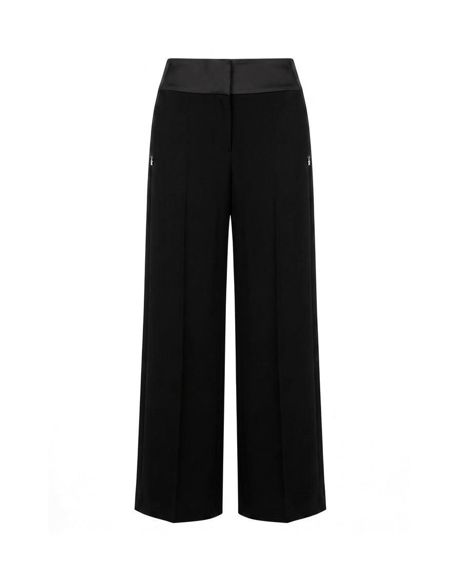 Tailored Trousers High-Waist Black Main Fabric: Polyester