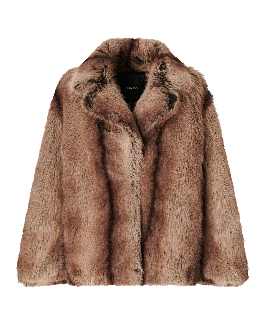 Oversized Caban Coat Beige Polyester Jacket
