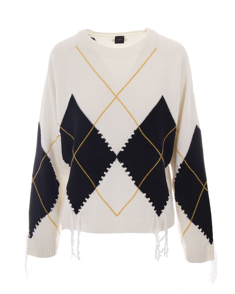 Knit Sweater Berna Cream-Black Cream/black Wool Cashmere Jumpers