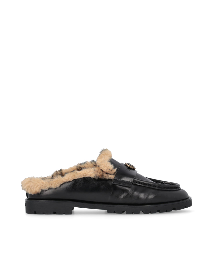Clogs Nora 09 Black Leather Slippers