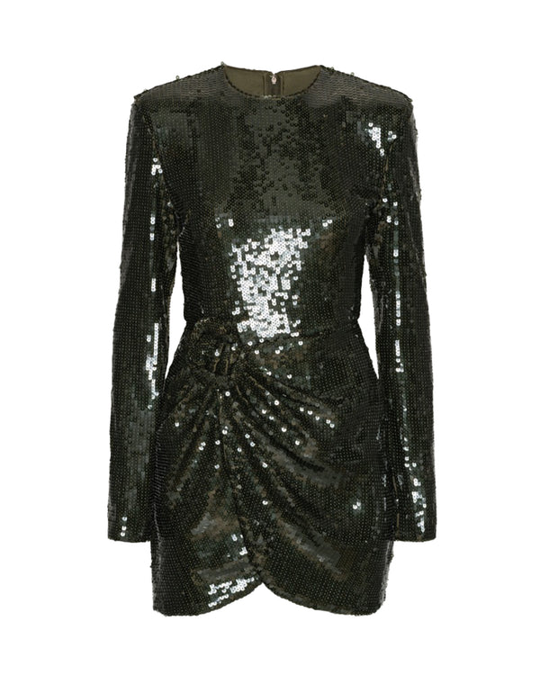 Mini Dress Sequinned Black Olive Shell: Polyester (recycled) Evening Suits