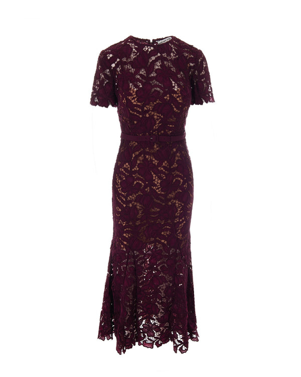 Midi Lace Dress Burgundy Evening Suits