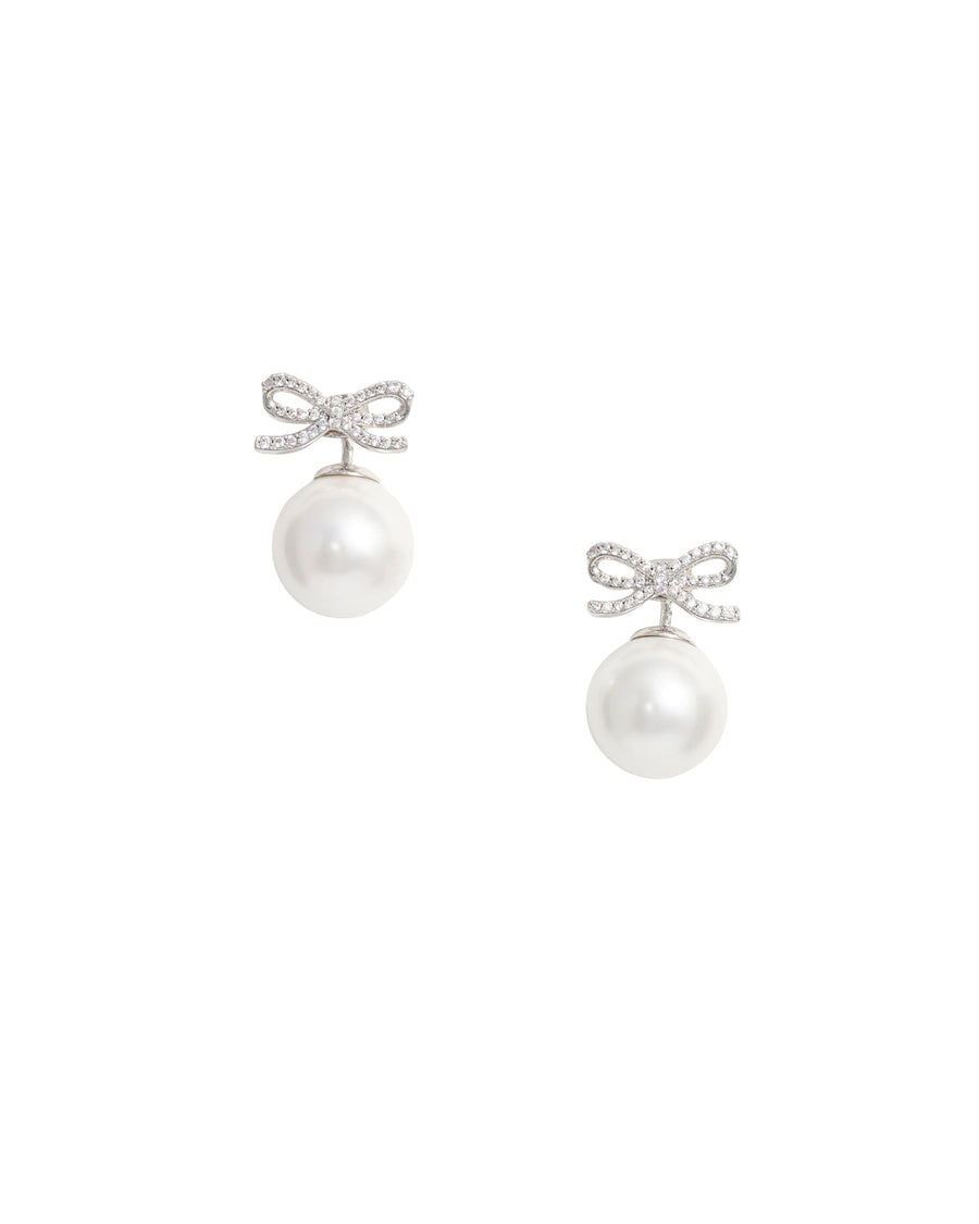 Earrings Brystal Bow Pearl Silver Pearl/silver Brass