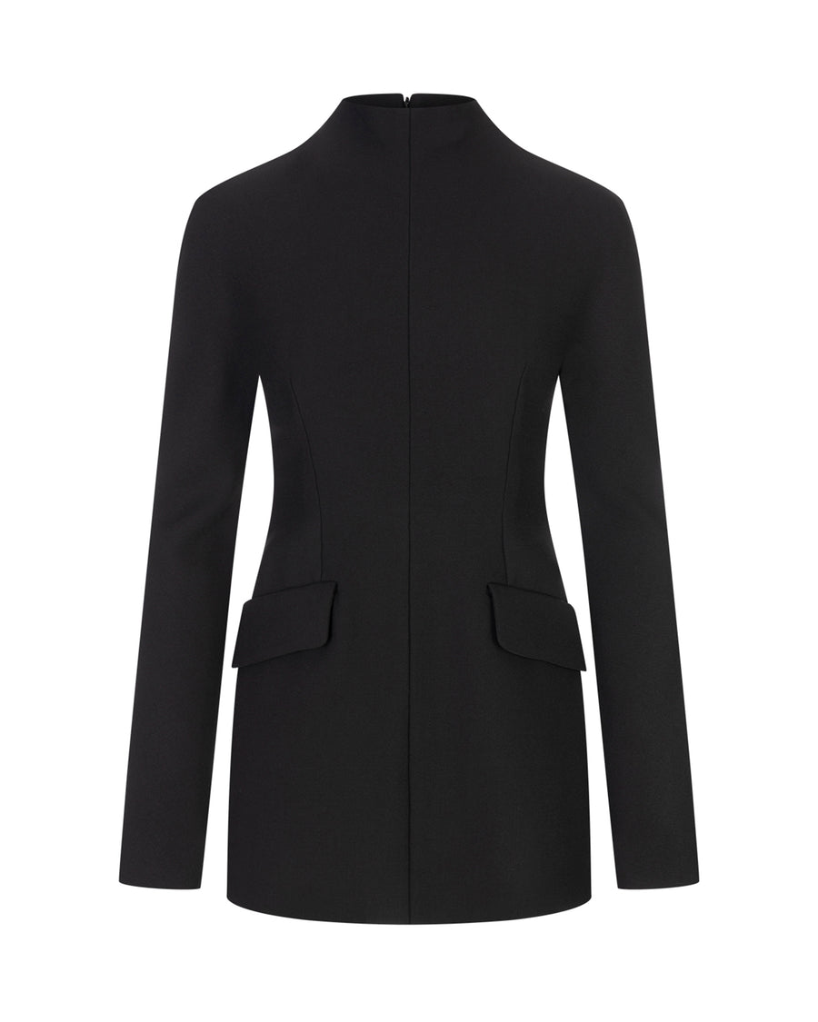 Fitted High-Neck Dress Black Shell: Polyester Evening Suits