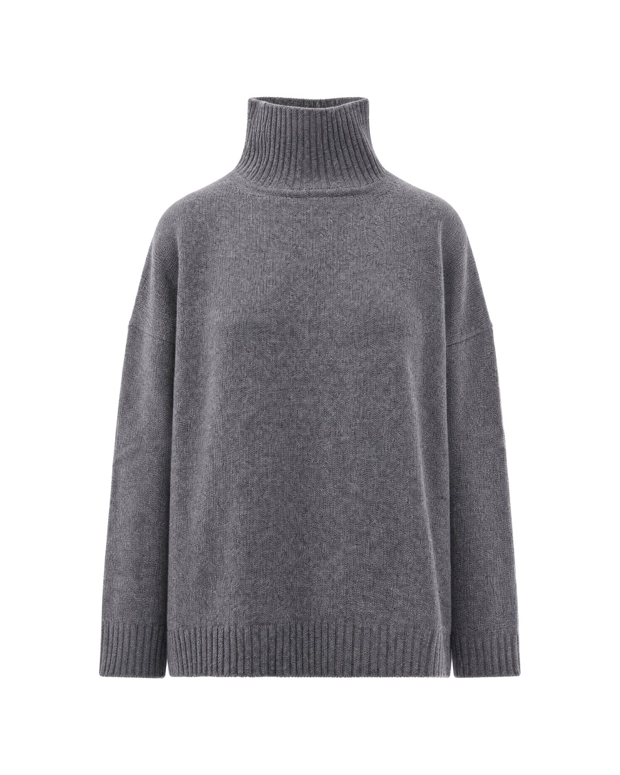 High Neck Jumper Virgin Wool Medium Grey Jumpers