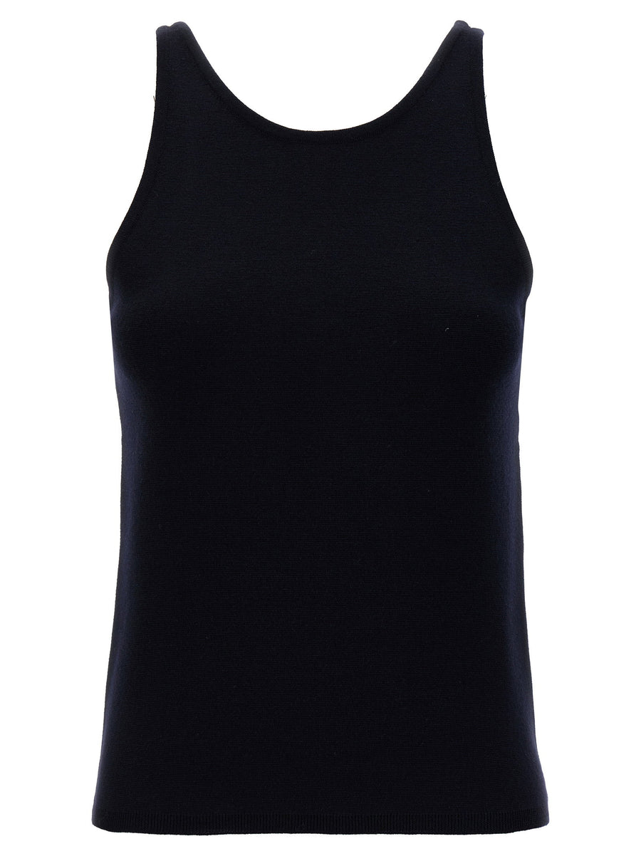 Max Mara Stretch Wool Knit Tank Top — Black