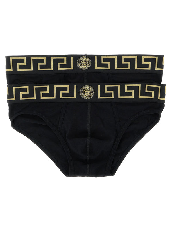Versace طقم شورت داخلي قطعتين بنقشة غريكا