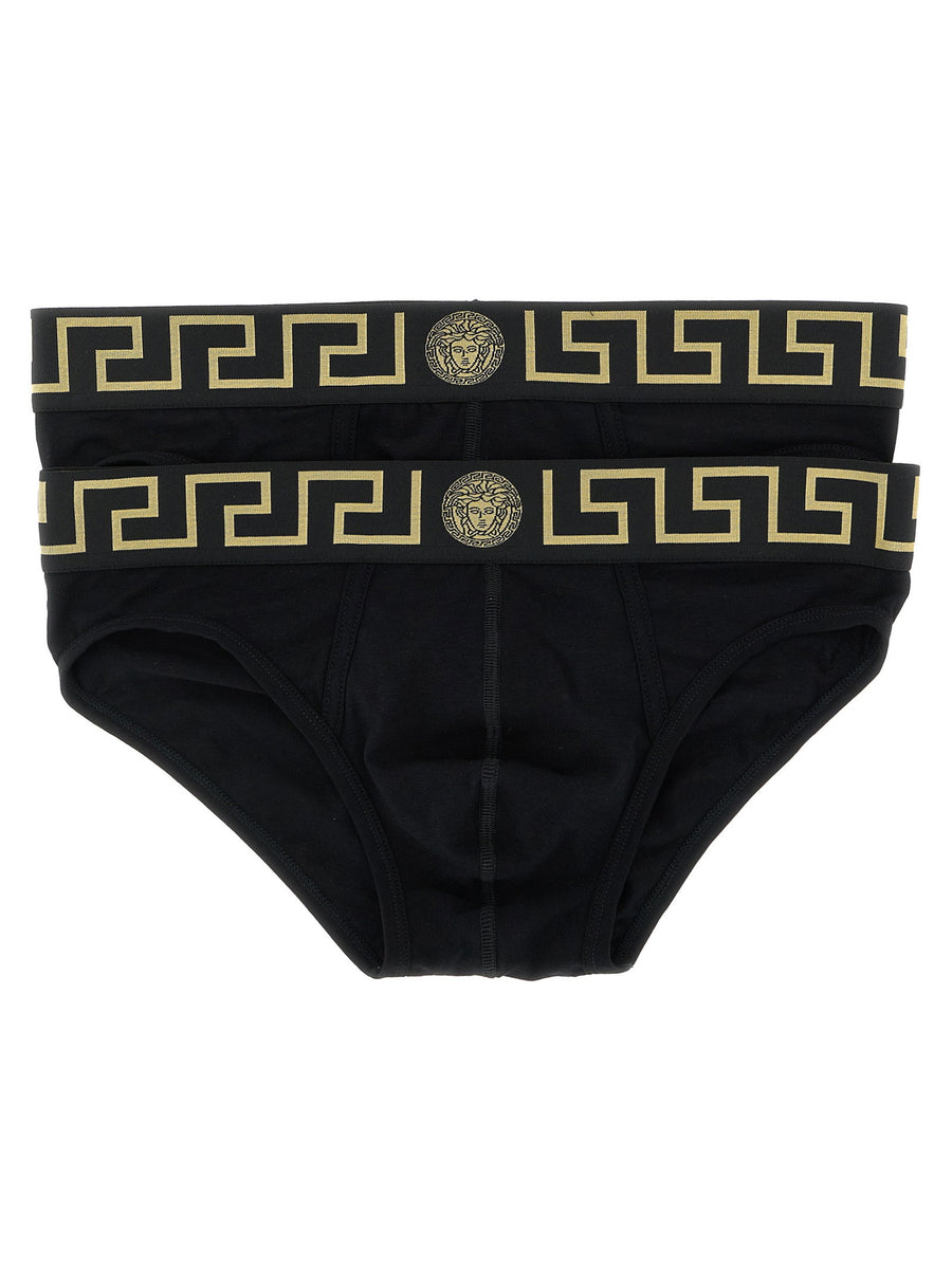 Versace طقم شورت داخلي قطعتين بنقشة غريكا