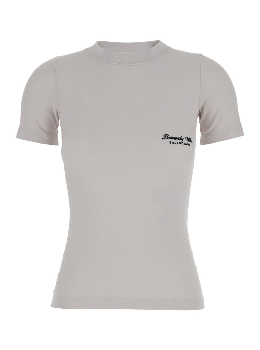 Off White T-Shirt With Beverly Hills Print Cotton T-shirts & Jerseys