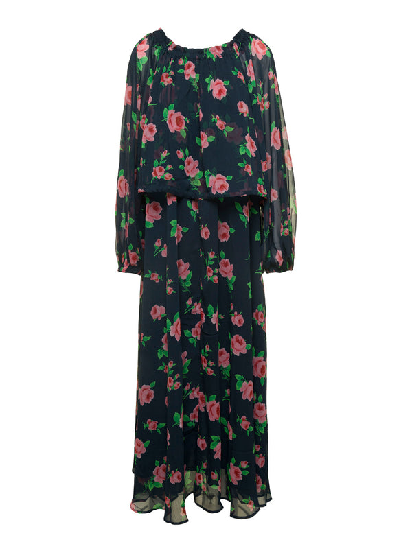 Maxi Dress With All-Over Roses Print Recycled Polyester