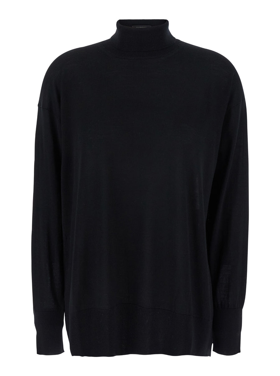Black Wool High Neck Sweater Virgin Tops