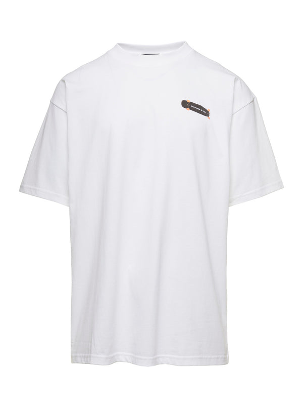 White Crewneck T-Shirt With Skate Logo Jersey T-shirts