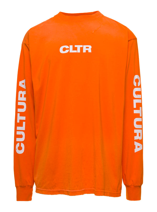 Crewneck Sweatshirt With Cltr Print Orange Jersey Sweatshirts