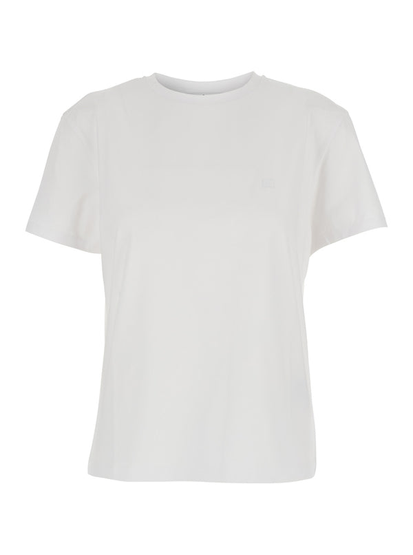 White Crewneck T-Shirt With Logo Patch Organic Cotton T-shirts & Jerseys