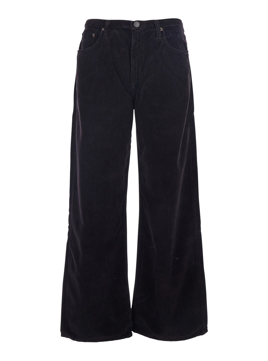Brown Corduroy Wide Leg Pants With Belt Loops Cotton Trousers