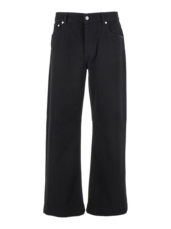 Black Denim Jeans With Belt Loops Cotton